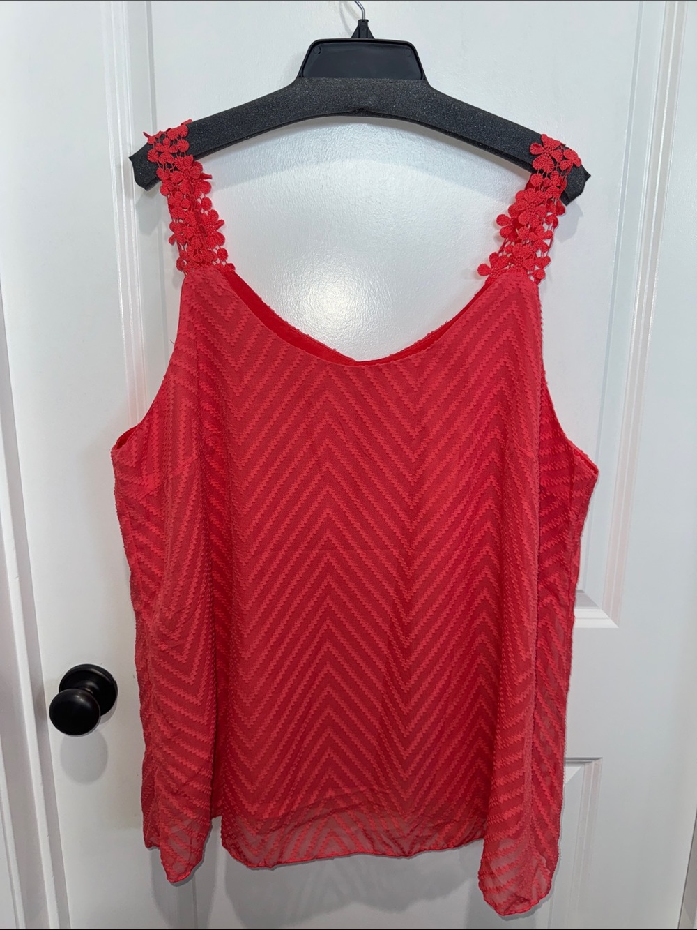 Coral Lace Strap Women's Sleeveless Top